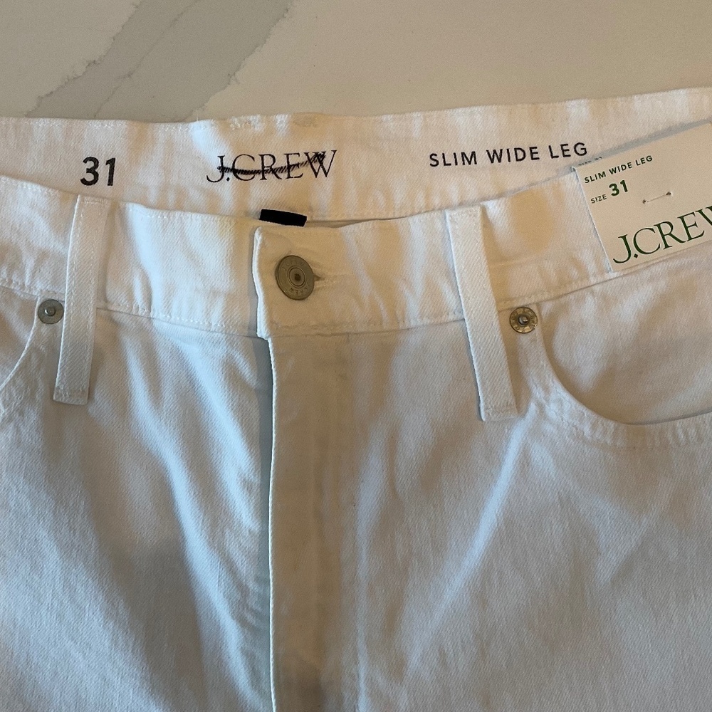J. Crew Slim Wide Leg Jeans White Wash Size 12 Size 14 New With Tags - Picture 9 of 13